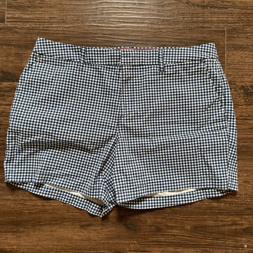 Tommy Hilfiger Size 14 Gingham Chino Shorts Navy White Check Preppy